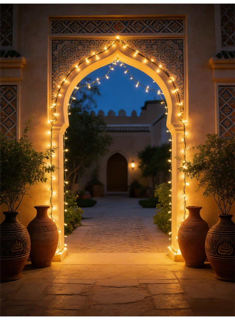 توبيتش 8 أوضاع إضاءة زينة رمضان، 49 قدم 150 مصباح LED سلسلة أضواء رمضان، أضواء رمضان بيضاء دافئة للمكتب المنزلي والحديقة - Image 1